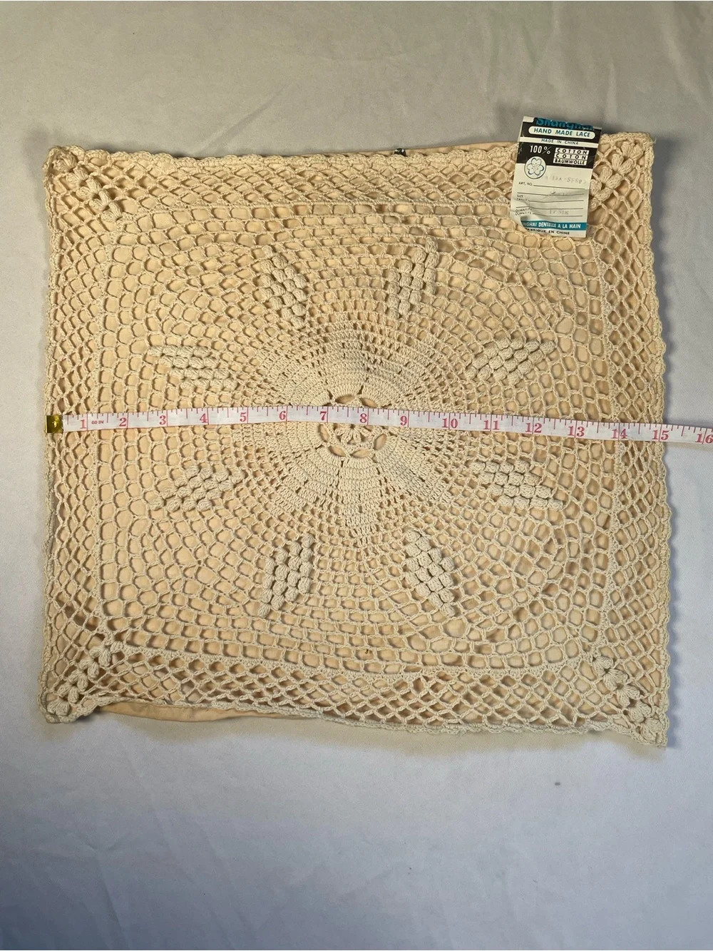 Vintage NWT Shanghai Hand Made Lace Crochet Pillowcase 100% Cotton Late 70s-80s